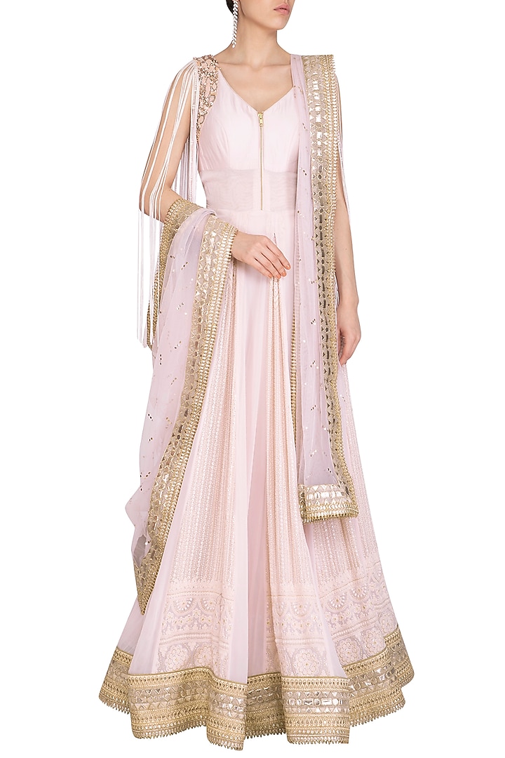 Pink Embellished Angrakha Wedding Anarkali Set by Jyoti Sachdev Iyer at Pernia's Pop Up Shop