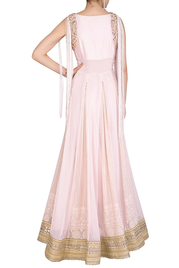 Pink Embellished Angrakha Wedding Anarkali Set by Jyoti Sachdev Iyer at Pernia's Pop Up Shop