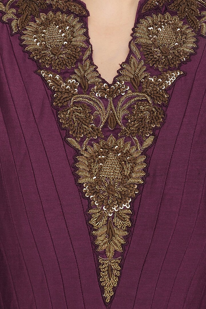 Wine embroidered anarkali set available only at Pernia's Pop Up Shop.