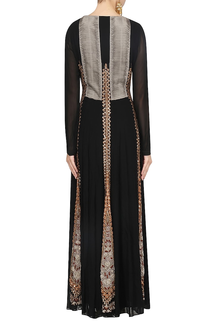 Black embroidered anarkali set available only at Pernia's Pop Up Shop.