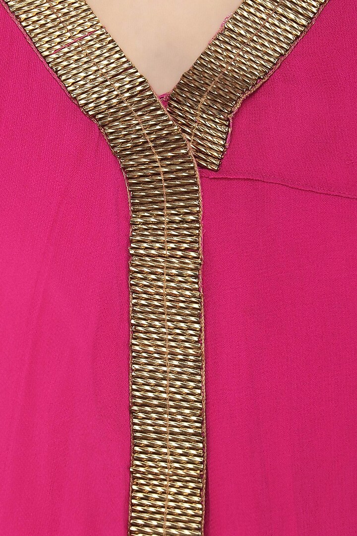 Red metal work drape dress available only at Pernia's Pop Up Shop.