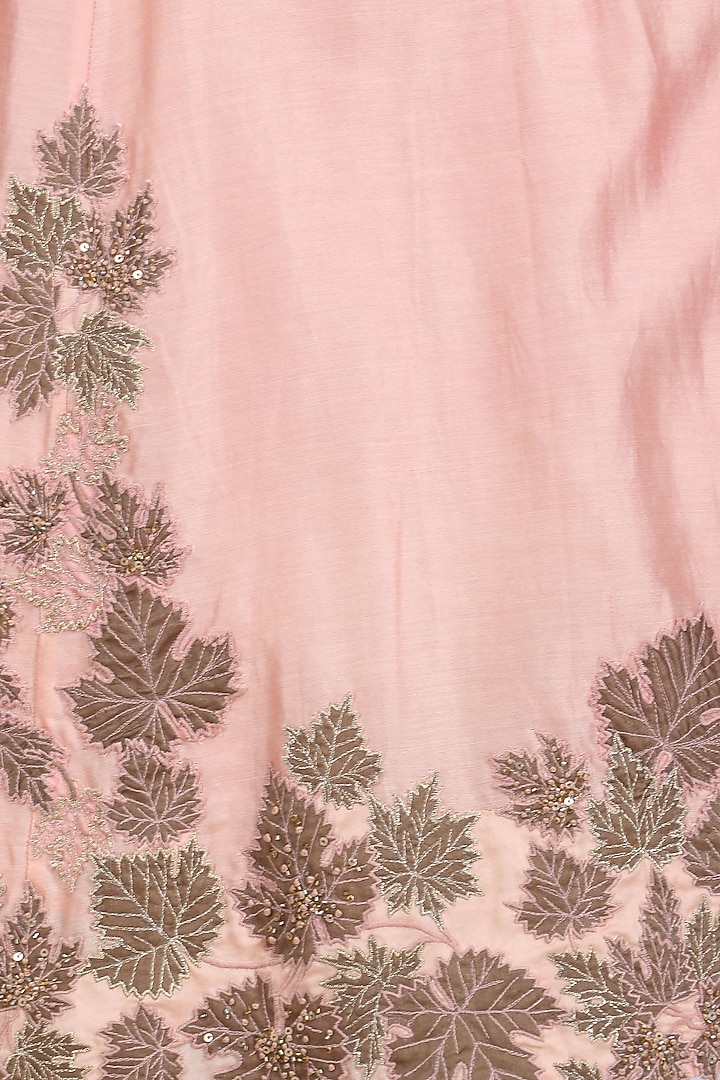 Pink and emerald green floral cutwork anarkali and jacket set available only at Pernia's Pop Up Shop.