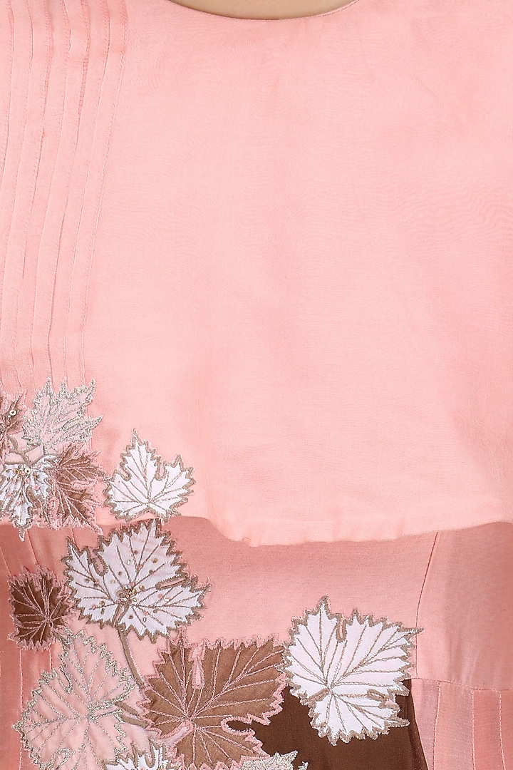 Pink ombre drape anarkali with floral embroidered short cape available only at Pernia's Pop Up Shop.