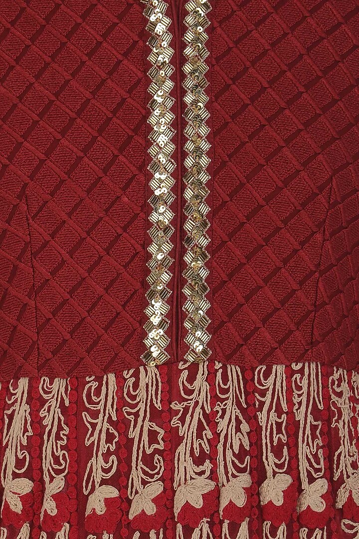 Maroon dori and thread work anarkali set available only at Pernia's Pop Up Shop.