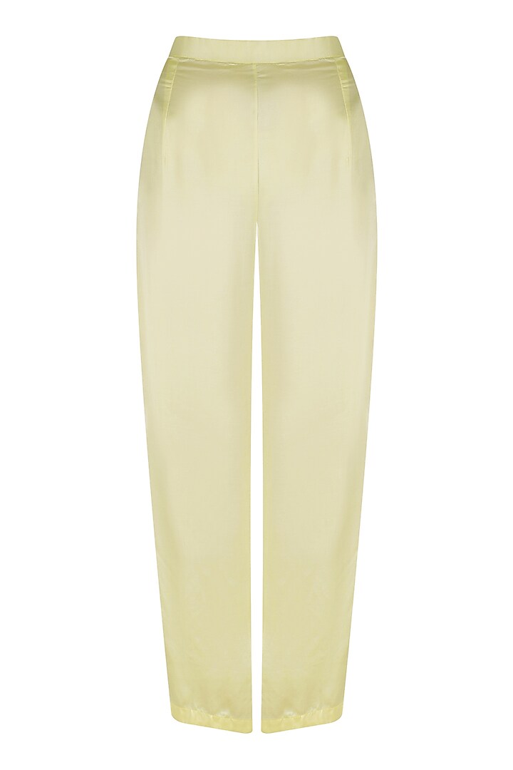 Lemon yellow thread and peral work straight kurta set available only at Pernia's Pop Up Shop.