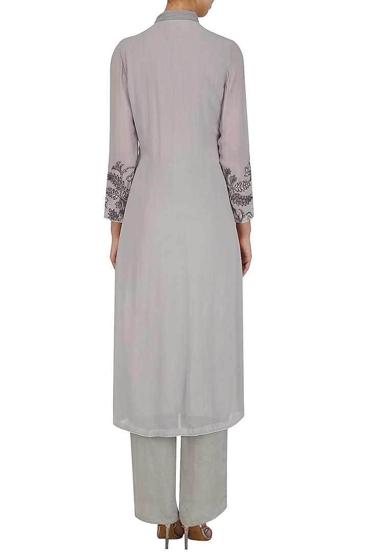 Grey cutdana work straight kurta set available only at Pernia's Pop Up Shop.