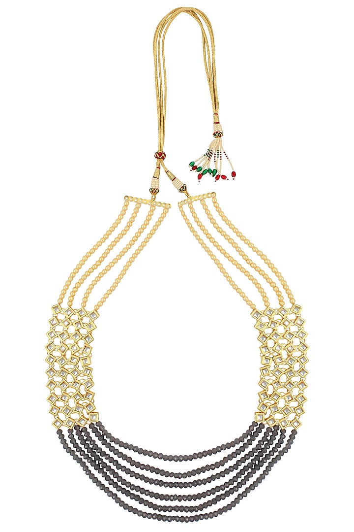 Just Shraddha presents Pearls and blue beads multiple string necklace available only at Pernia's Pop Up Shop.