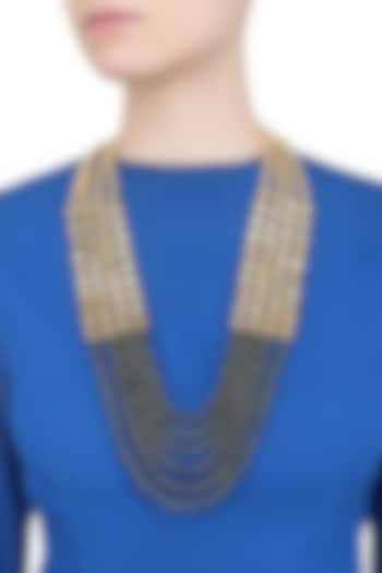 Pearls And Blue Beads Multiple String Necklace by Just Shraddha