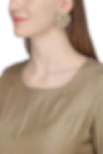 Gold plated kundan and pearls stud earrings available only at Pernia's Pop Up Shop.