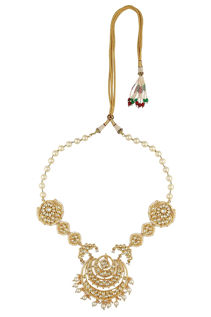 Kundan studded chandbali pearl string necklace available only at Pernia's Pop Up Shop.