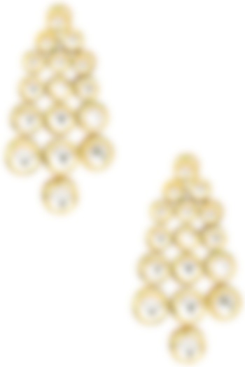 Gold Finish Polki Stones Earrings by Just Shraddha
