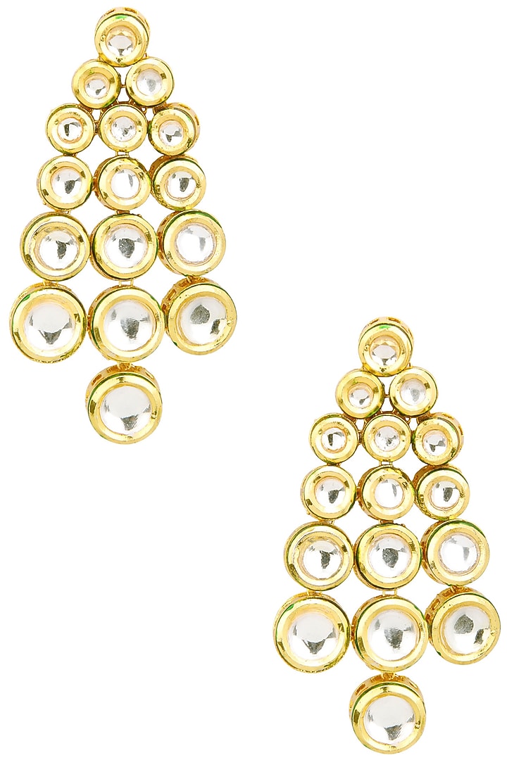 Gold finish polki stones earrings available only at Pernia's Pop Up Shop.
