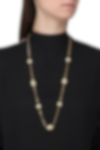 Gold Finish Zircons Necklace by Just Shraddha