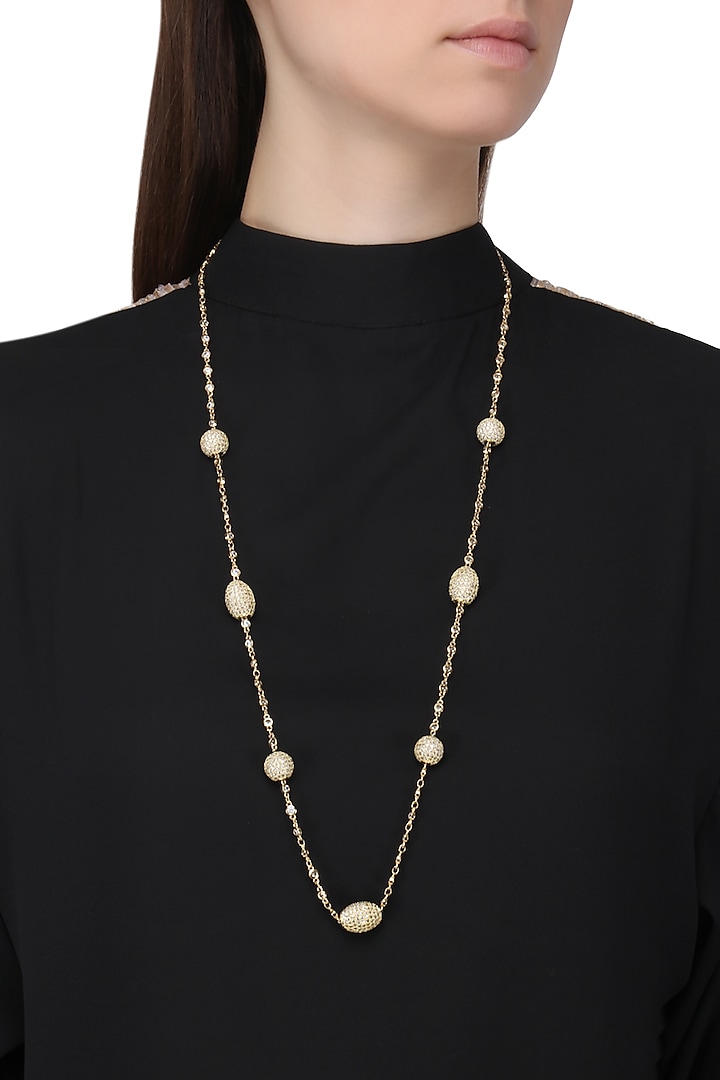 Gold Finish Zircons Necklace by Just Shraddha