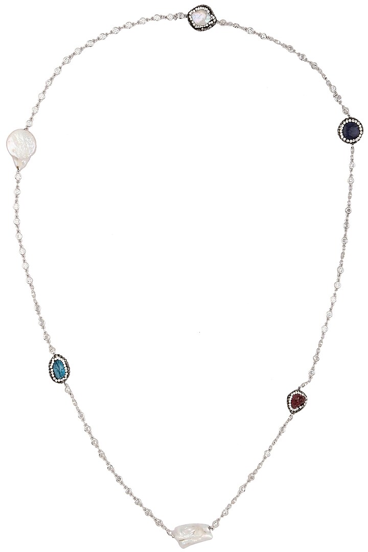 Gold finish zircons and pearls necklace available only at Pernia's Pop Up Shop.