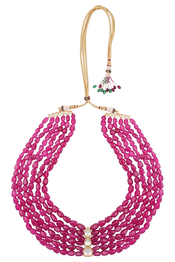 Just Shraddha presents Ruby stones multi string statement necklace available only at Pernia's Pop Up Shop.