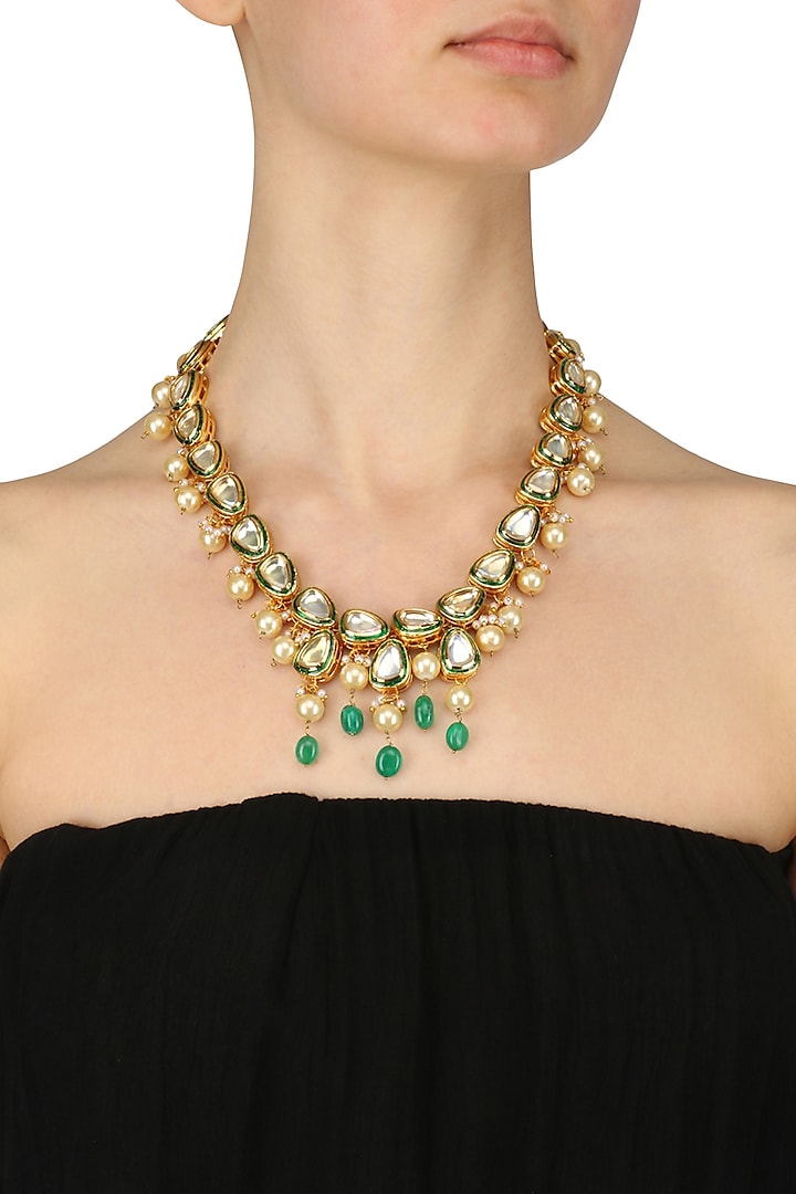 One Liner Polki Necklace by Just Shraddha