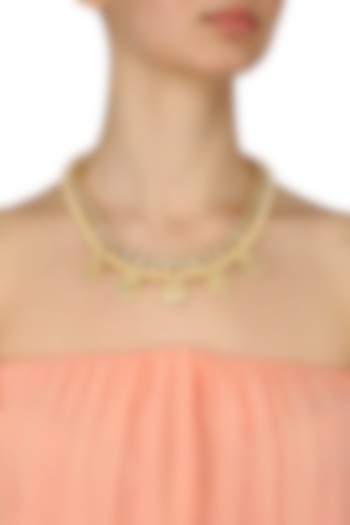 Two Liner Kundan and Pearls Studded Necklace by Just Shraddha