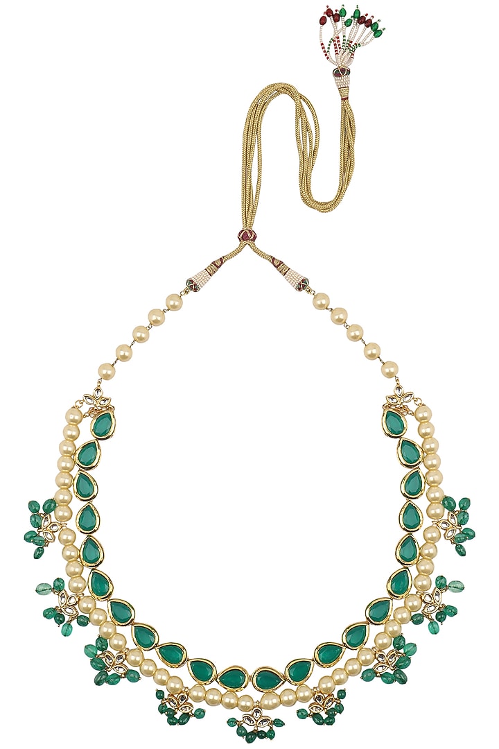 Just Shraddha presents Blue kundan and pearl string necklace available only at Pernia's Pop Up Shop.