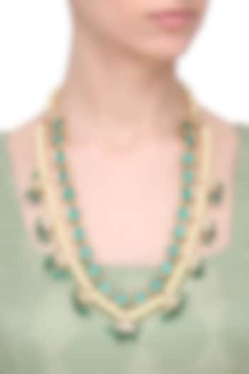 Blue Kundan and Pearl String Necklace by Just Shraddha