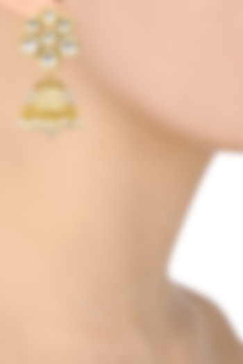 Gold Finish Cutwork Jhumki Earrings by Just Shraddha