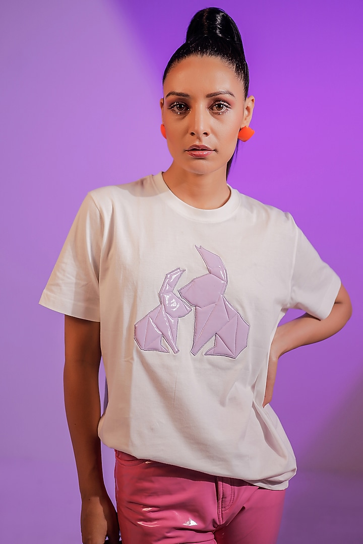 White Cotton Jersey T-Shirt by Jubinav Chadha at Pernia's Pop Up Shop