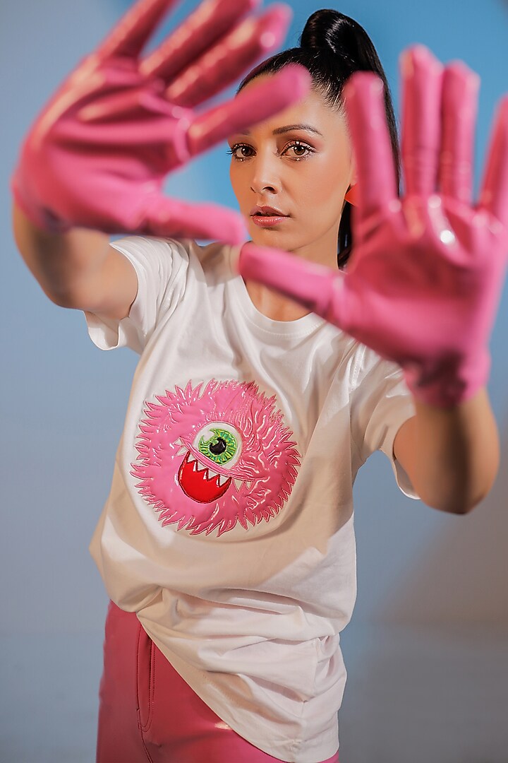 White Cotton Jersey T-Shirt by Jubinav Chadha at Pernia's Pop Up Shop