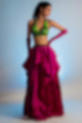 Pink Taffeta Drape Skirt by Jubinav Chadha at Pernia's Pop Up Shop