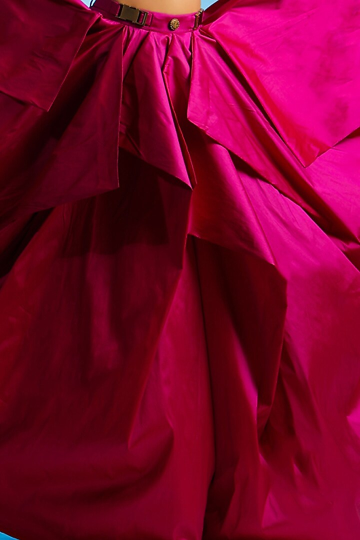 Pink Taffeta Drape Skirt by Jubinav Chadha at Pernia's Pop Up Shop