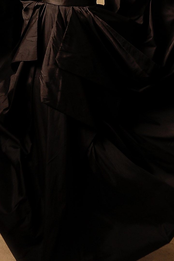 Black Taffeta Drape Skirt by Jubinav Chadha at Pernia's Pop Up Shop