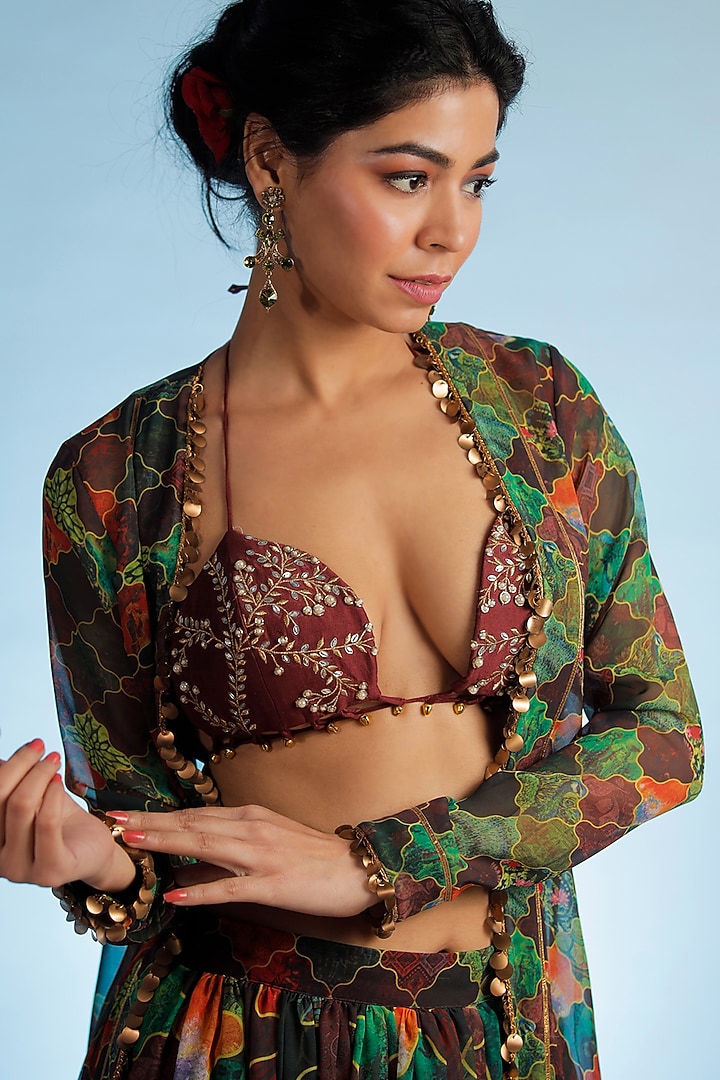 Multi-Coloured Georgette Printed Co-Ord Set by Jubinav Chadha at Pernia's Pop Up Shop