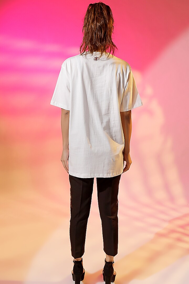 White Cotton Jersey Quilted T-Shirt by Jubinav Chadha at Pernia's Pop Up Shop