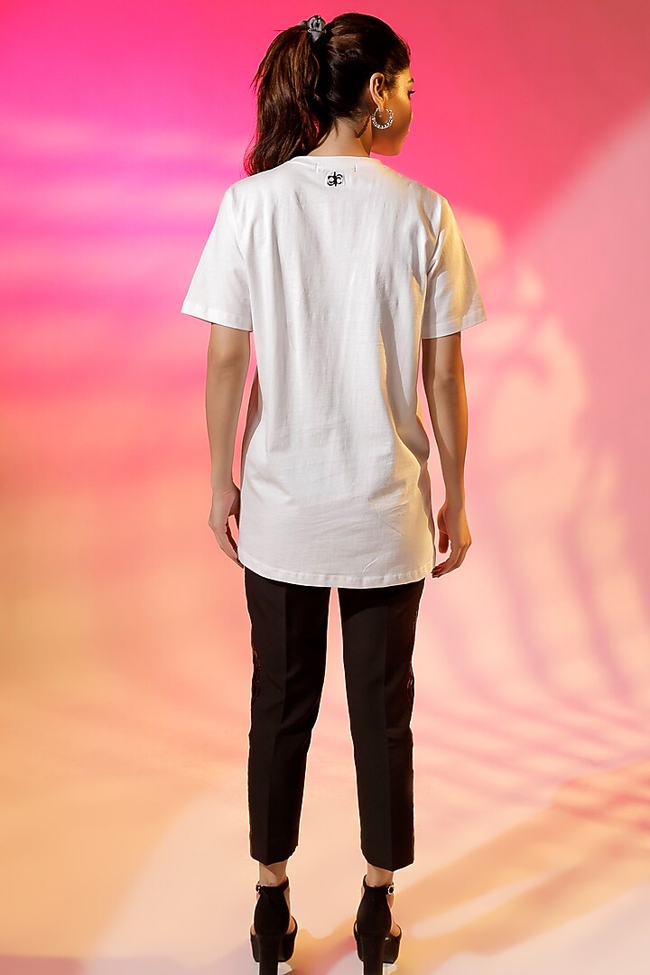 White Cotton Jersey Quilted T-Shirt by Jubinav Chadha at Pernia's Pop Up Shop