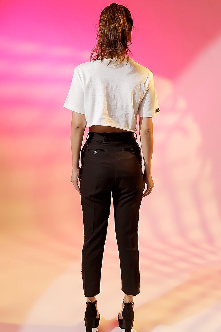 White Cotton Jersey Quilted Crop T-Shirt by Jubinav Chadha at Pernia's Pop Up Shop