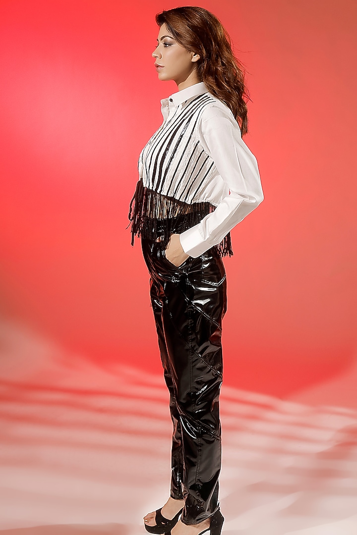 White Cotton Striped Shirt by Jubinav Chadha at Pernia's Pop Up Shop