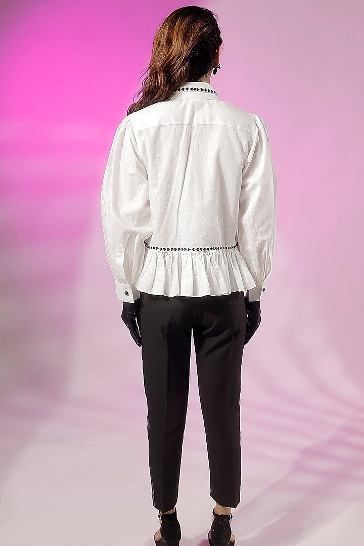 White Cotton Linen Shirt by Jubinav Chadha at Pernia's Pop Up Shop