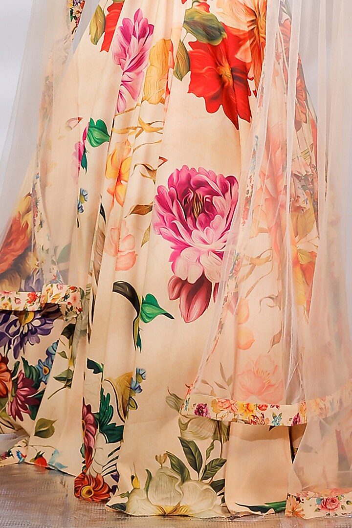 Multi-Colored Crepe Printed Wedding Lehenga Set by Jubinav Chadha at Pernia's Pop Up Shop
