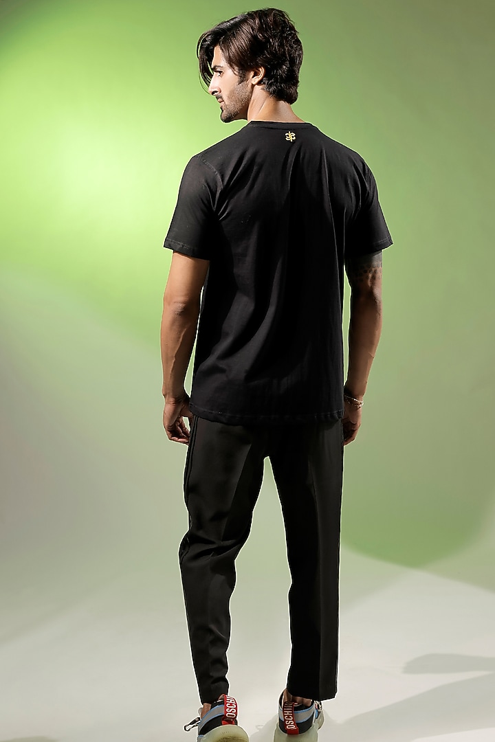 Black Cotton Jersey T-Shirt by Jubinav Chadha Men at Pernia's Pop Up Shop