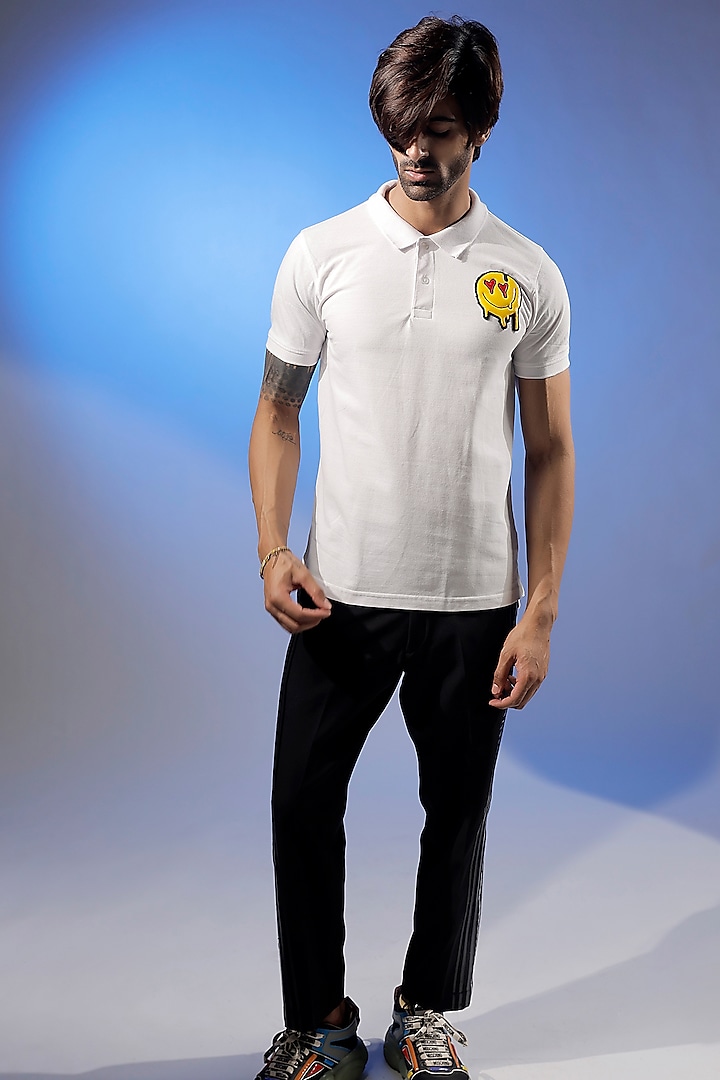 White Cotton Jersey T-shirt by Jubinav Chadha Men