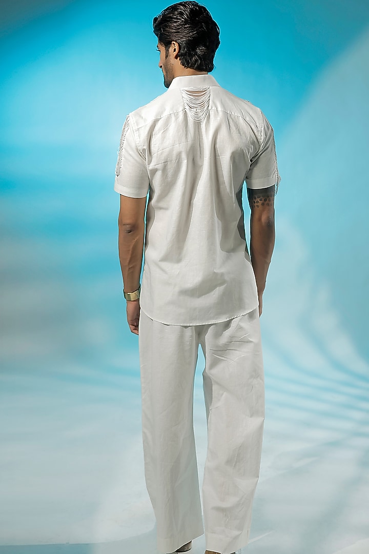 White Cotton Linen Co-Ord Set by Jubinav Chadha Men at Pernia's Pop Up Shop