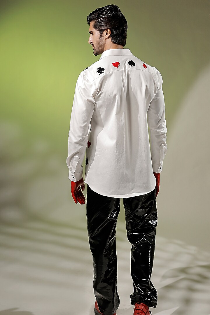 White Cotton Lycra Wedding Shirt by Jubinav Chadha Men at Pernia's Pop Up Shop