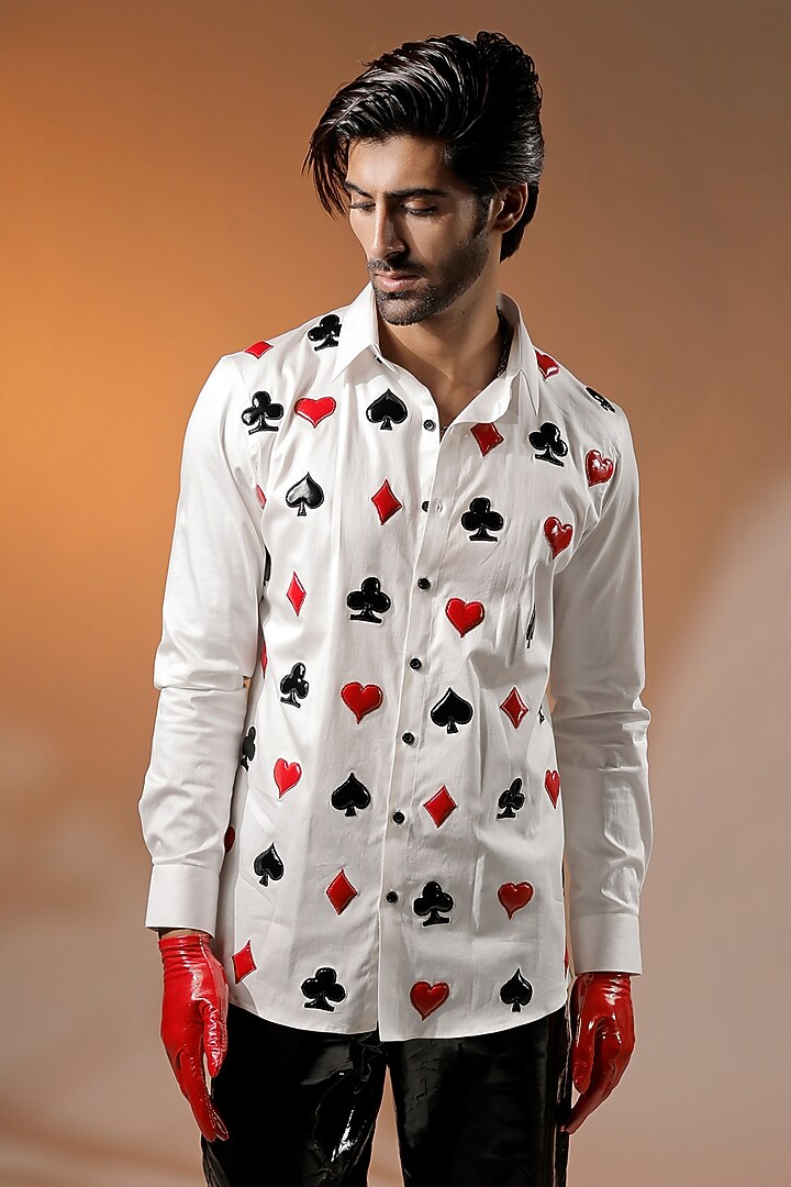 White Cotton Lycra Wedding Shirt by Jubinav Chadha Men at Pernia's Pop Up Shop