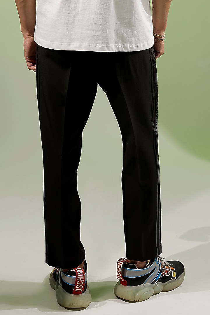 Black Poly Lycra Pant by Jubinav Chadha Men at Pernia's Pop Up Shop