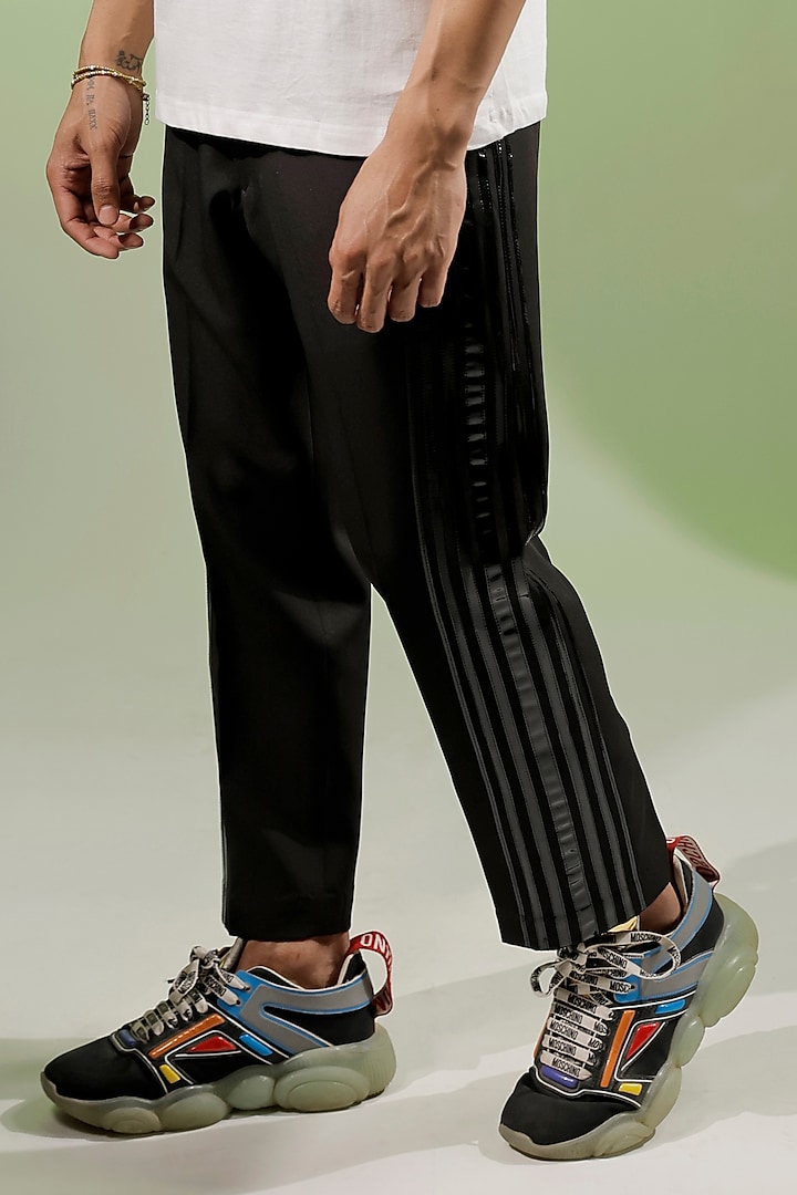 Black Poly Lycra Pant by Jubinav Chadha Men at Pernia's Pop Up Shop