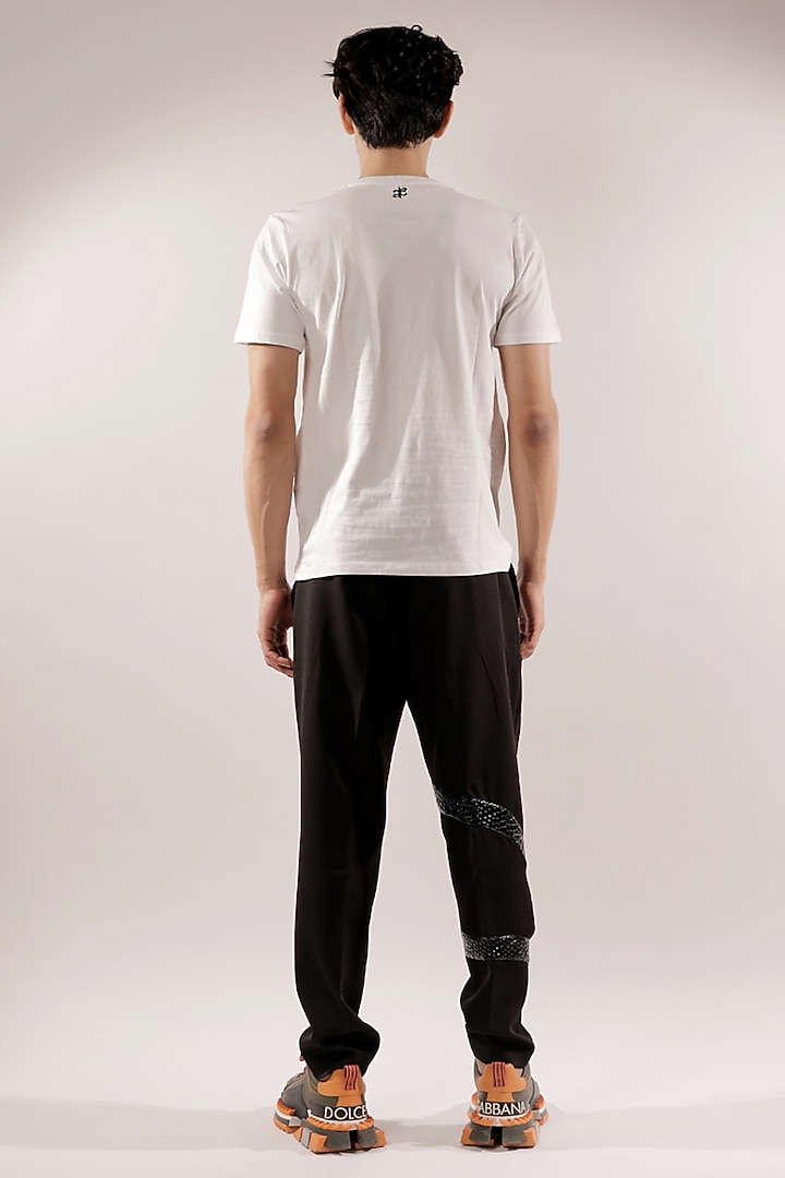 White Cotton Abstract Quilted & Patched T-Shirt by Jubinav Chadha Men at Pernia's Pop Up Shop