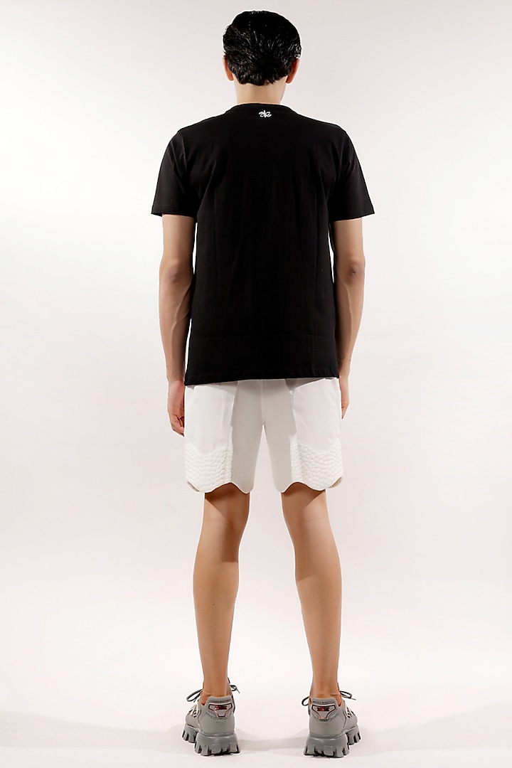 Black Cotton 3D Quilted Clouds T-Shirt by Jubinav Chadha Men at Pernia's Pop Up Shop