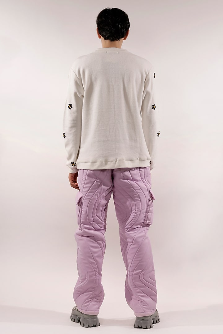 White Fleece Gem Embellished Sweatshirt by Jubinav Chadha Men at Pernia's Pop Up Shop