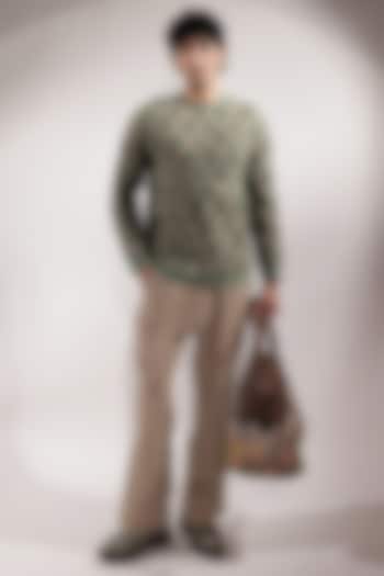 Jade Green Suede Sweatshirt by Jubinav Chadha Men at Pernia's Pop Up Shop