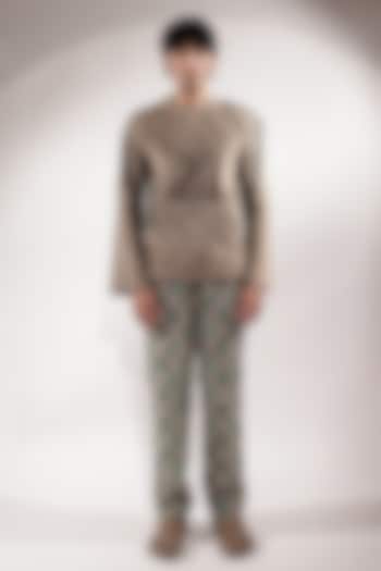 Beige Suede Hoodie by Jubinav Chadha Men at Pernia's Pop Up Shop