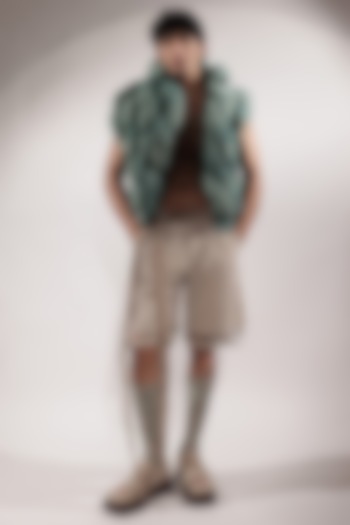 Beige Suede Shorts by Jubinav Chadha Men at Pernia's Pop Up Shop